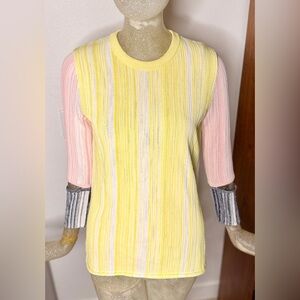 Sportmax VINTAGE Women's Yellow/Pink/Black/White Knit Top. Size Small